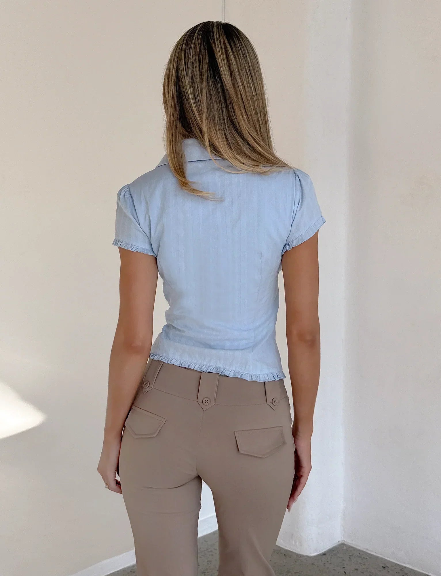 VALERIE SHORT SLEEVE SHIRT BABY BLUE