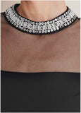 Embellished Neck Mesh Top Jet Black