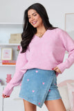 Adalyn Pink Oversized V Neck Sweater SALE