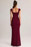 Modal Sweetheart Neck Cowl Waist Maxi Dress in Wine