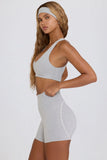 Soft Active V Neck Sports Bra in Grey