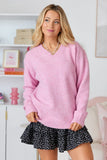 Adalyn Pink Oversized V Neck Sweater SALE