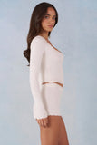 Knit Mid Rise Mini Shorts in Ivory
