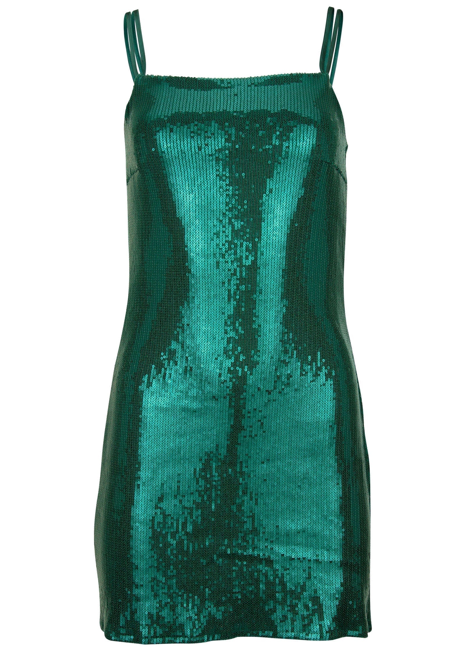 Double Strap Sequin Mini Dress Aventurine