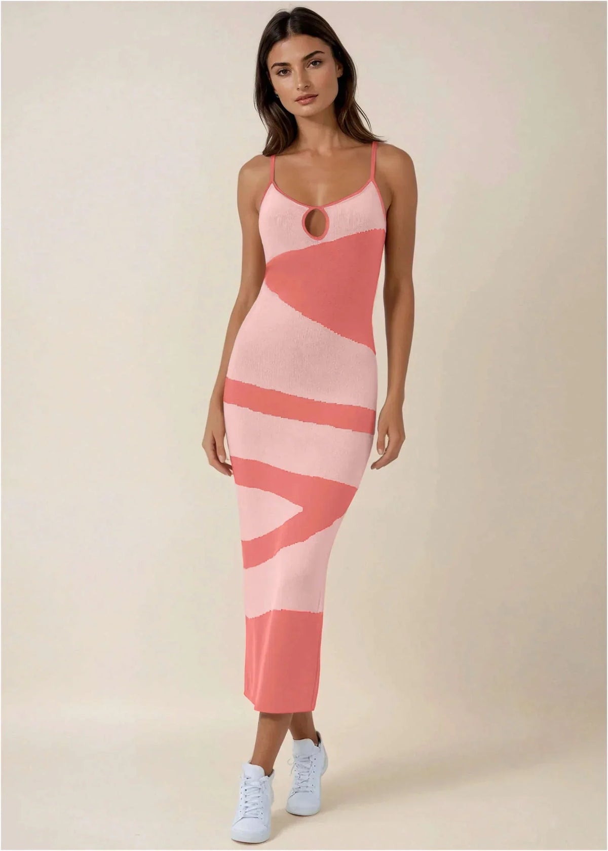 Keyhole Sweater Maxi Pink Multi
