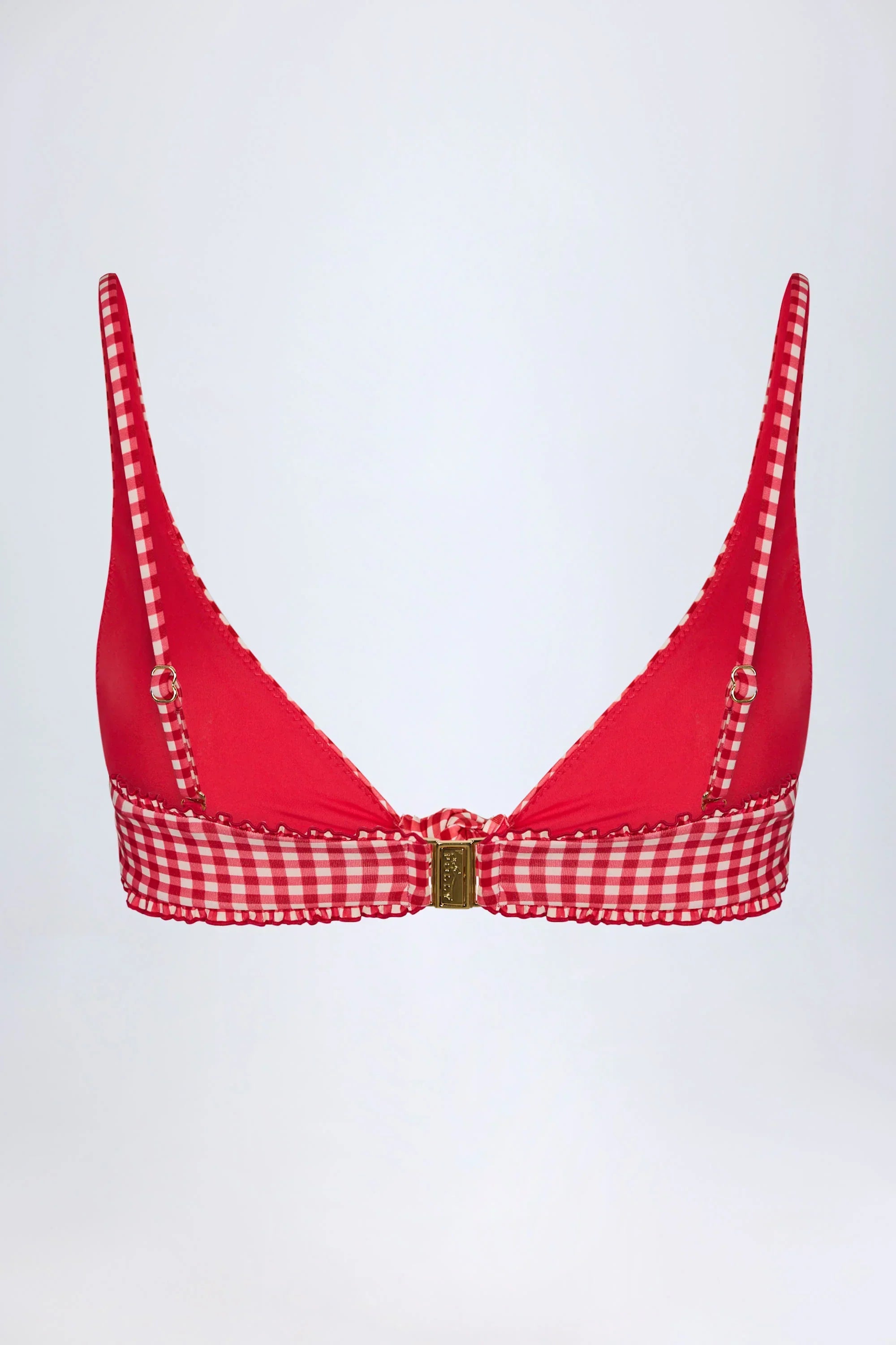 Knot Detail Bikini Top in Red Gingham