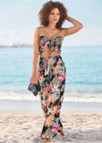 Smocked Waist Flared Pants Black Multi