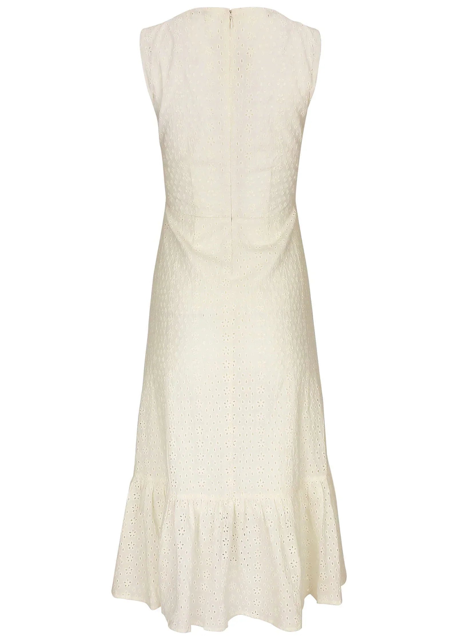 Sleeveless Eyelet Midi Off White