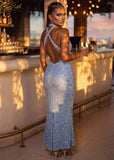 Worth The Wait Sequin Maxi Dress Blue