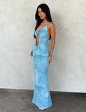 GARNET MAXI DRESS TEAL BUTTERFLY PAISLEY