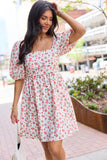 Im Just A Girl Ivory and Red Rosette Printed Mini Dress FINAL SALE