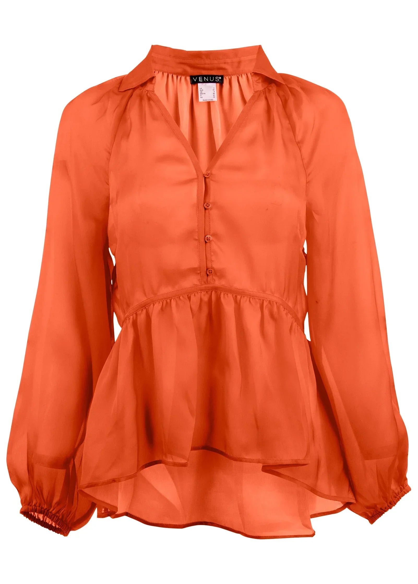 High Low Blouse Orange