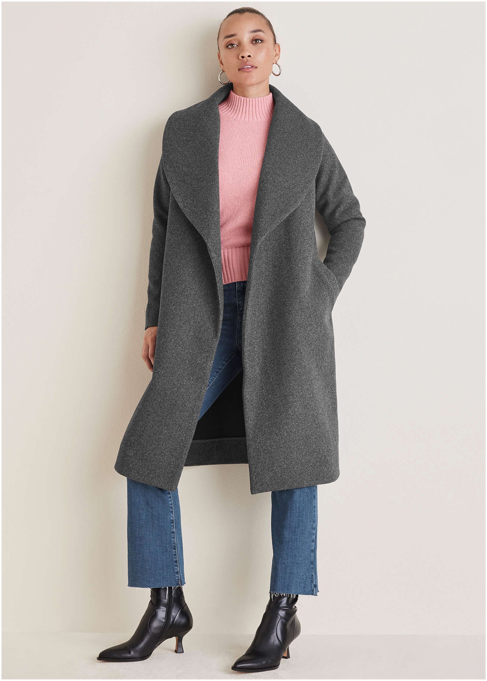 Robe Wrap Coat Dark Heather Grey