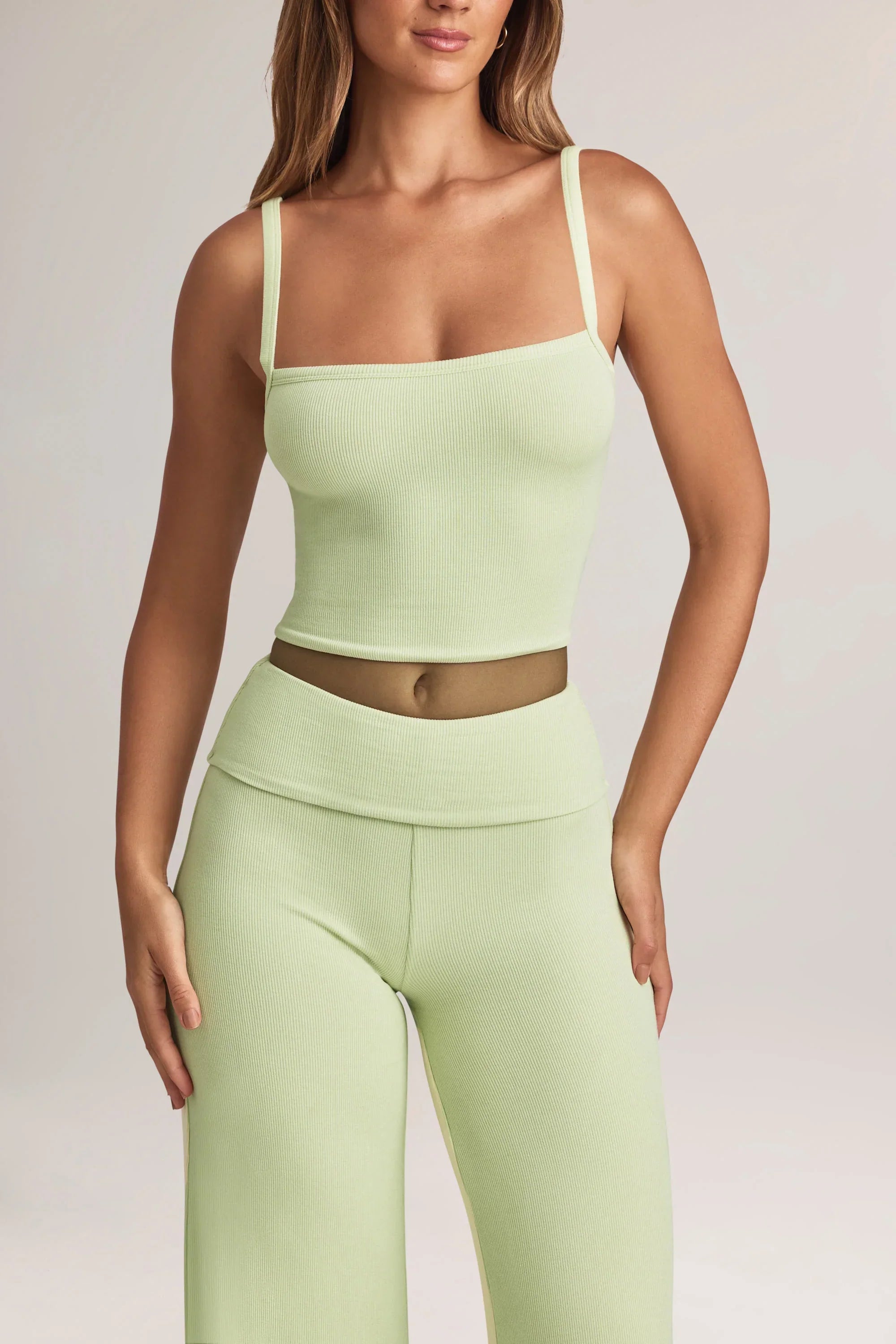 Modal Square Neck Camisole Top in Sage Green