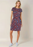 Tie Front T Shirt Dress Dark Gettysburg Gouache