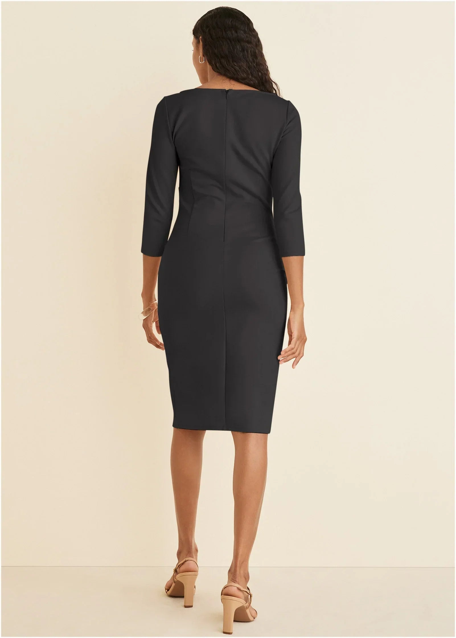 Ponte Ruched Dress Jet Black