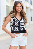 Alexa Black And White Crochet Vest