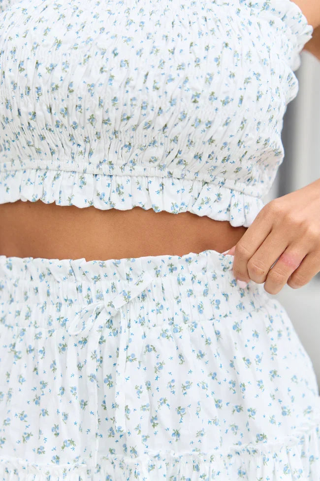 Madi Blue Floral Print Skort