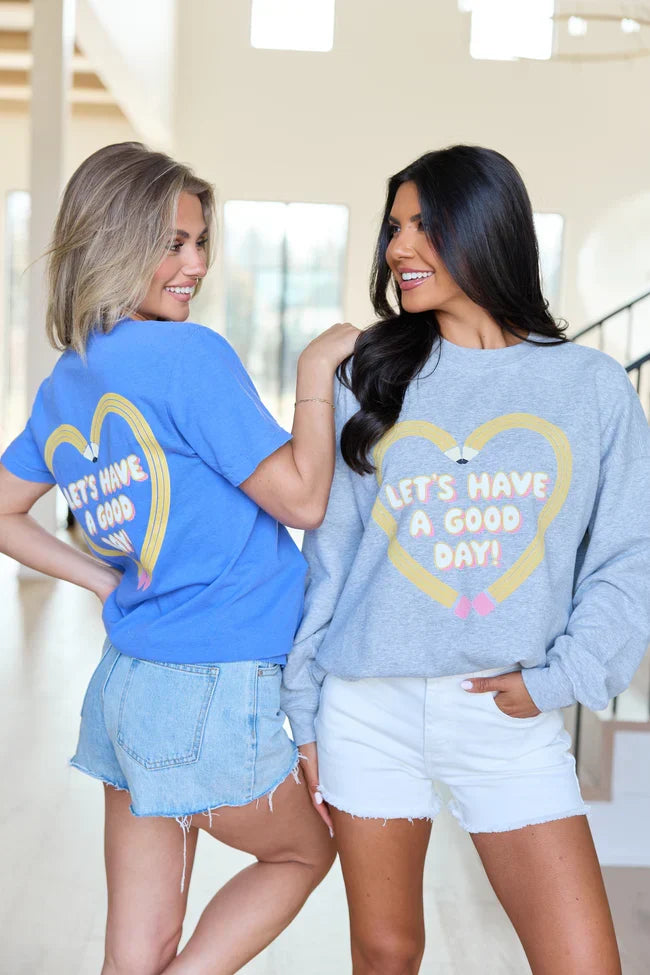 Pencil Heart Blue Graphic Tee