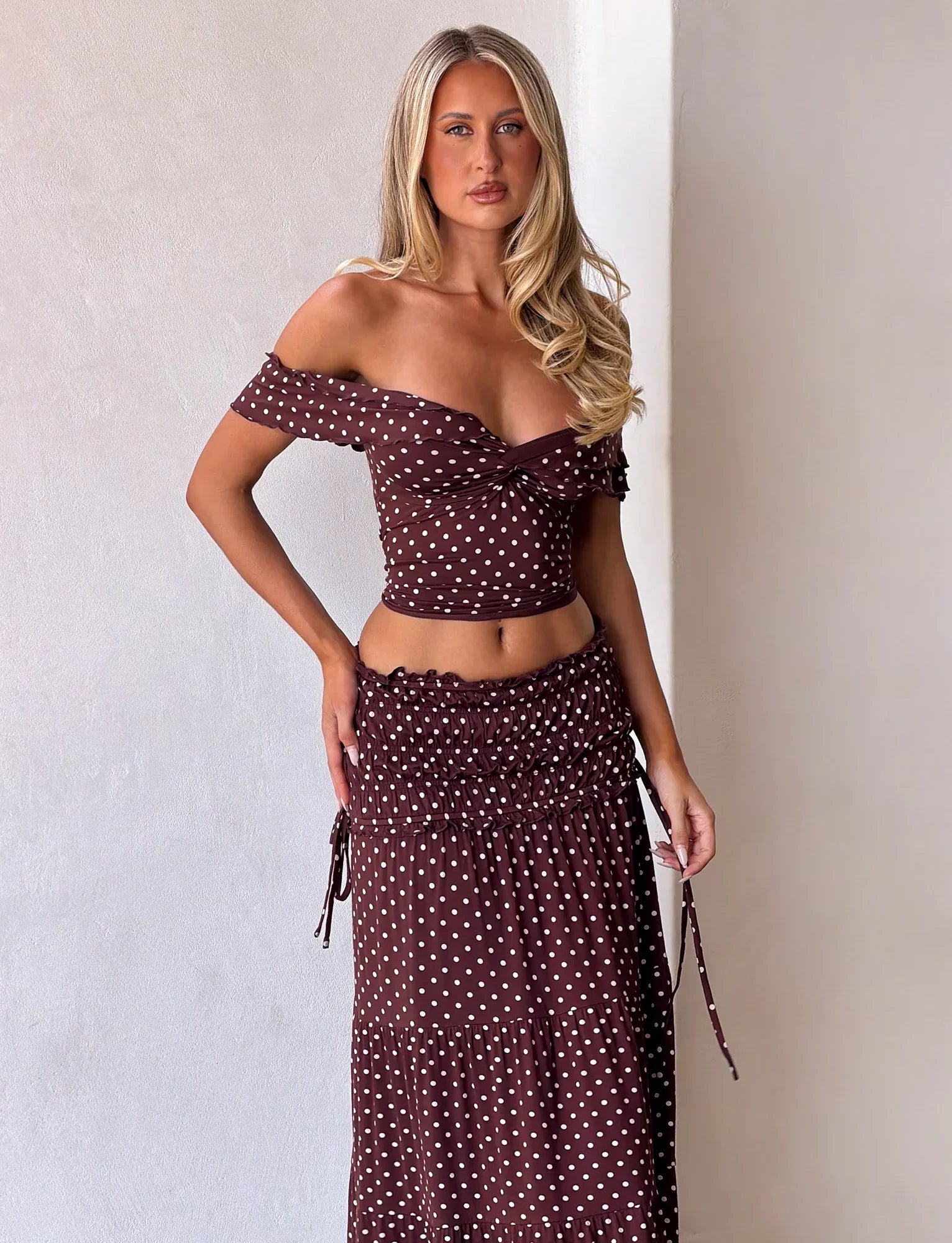 DENALI MAXI SKIRT BROWN DOT