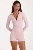 Soft Active Zip Up Jacket in Blush Marl