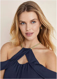 Cold Shoulder Maxi Dress Navy