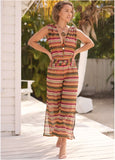 Crochet Cover Up Jumpsuit Raspberry Multi