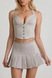 Halterneck Corset Top in Ecru