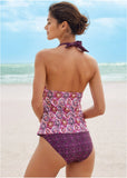 Athens Halter Tankini Top Royal Mosaic