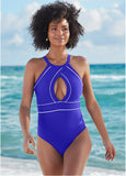 High Neck One Piece Cobalt Blue