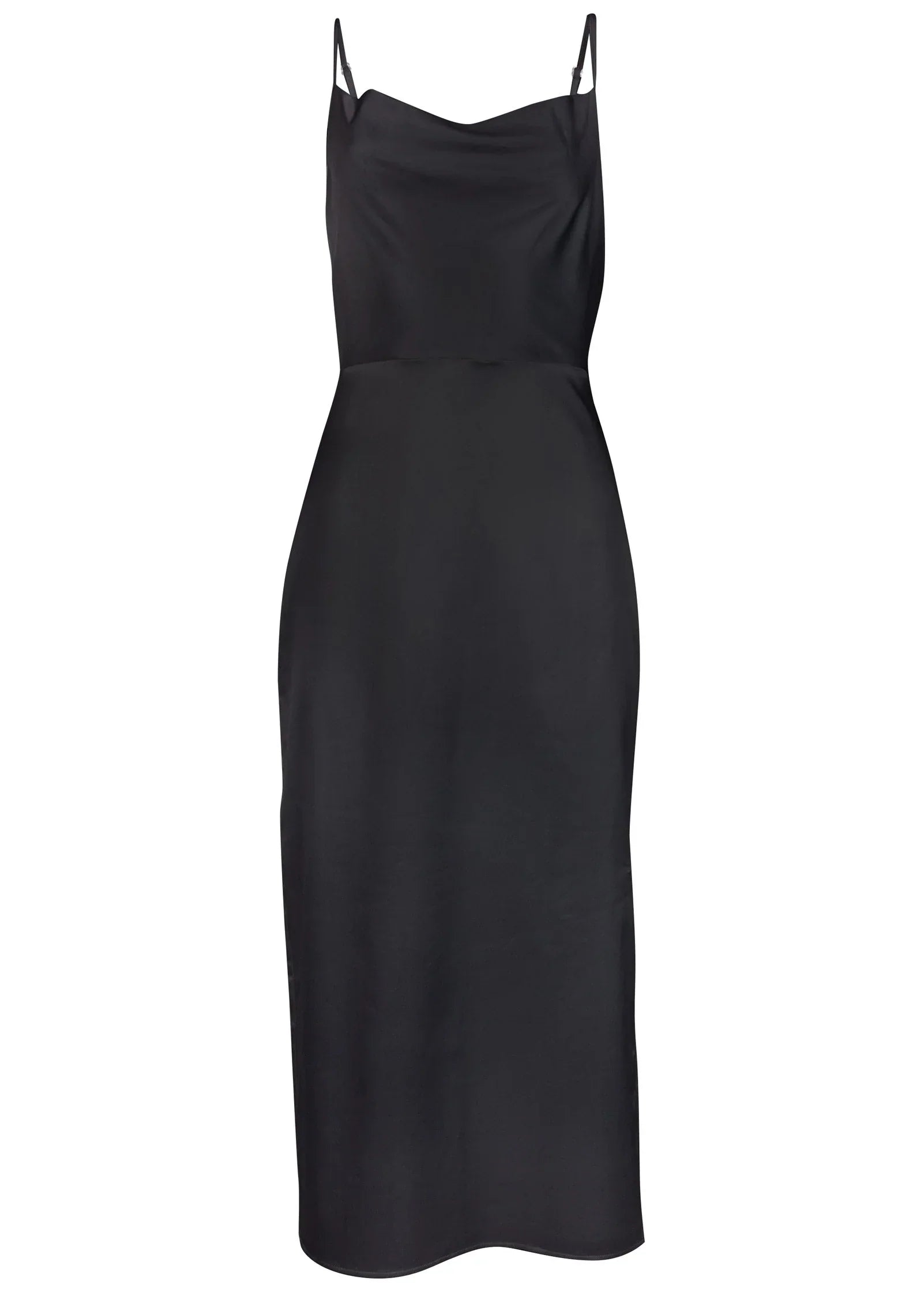 Cowl Neck Slip Dress Jet Black