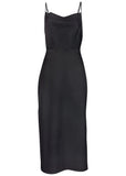 Cowl Neck Slip Dress Jet Black