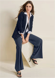 High Rise Wide Leg Trousers Navy