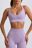 Super Sculpt Seamless Cross Back Sports Bra in Lavender