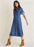 Denim Midi Shirt Dress Medium Wash
