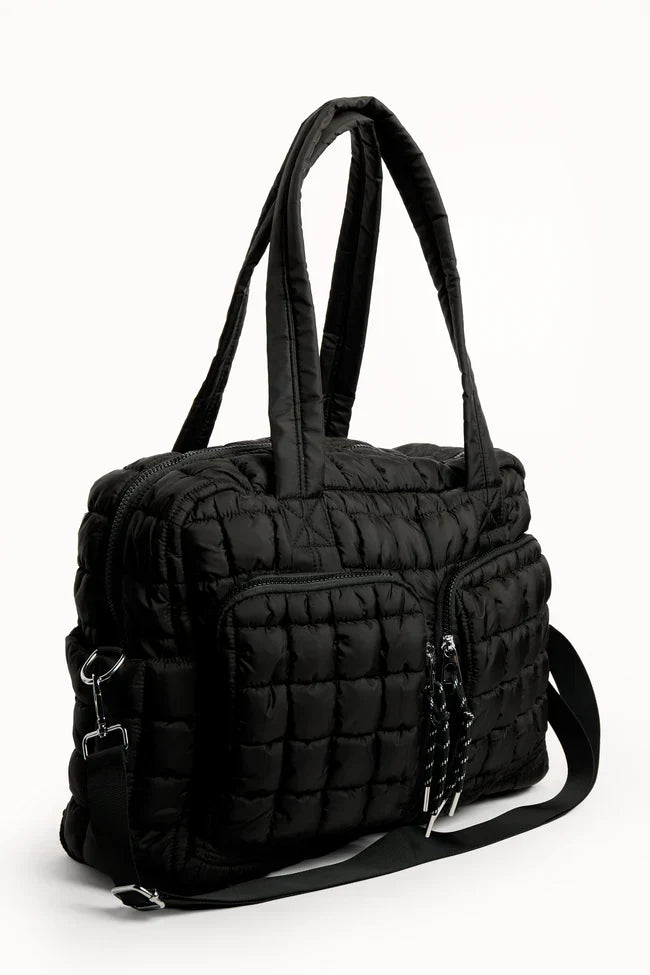 Haylie Black Quilted Weekender Bag