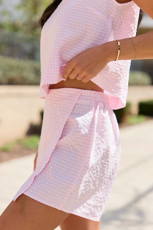 Erica Pink Gingham Skort Set SALE