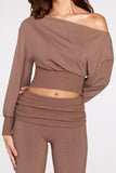 Modal Low Rise Straight Leg Trousers in Mocha