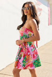 Calloway Multi Tropical Print Strapless Dress