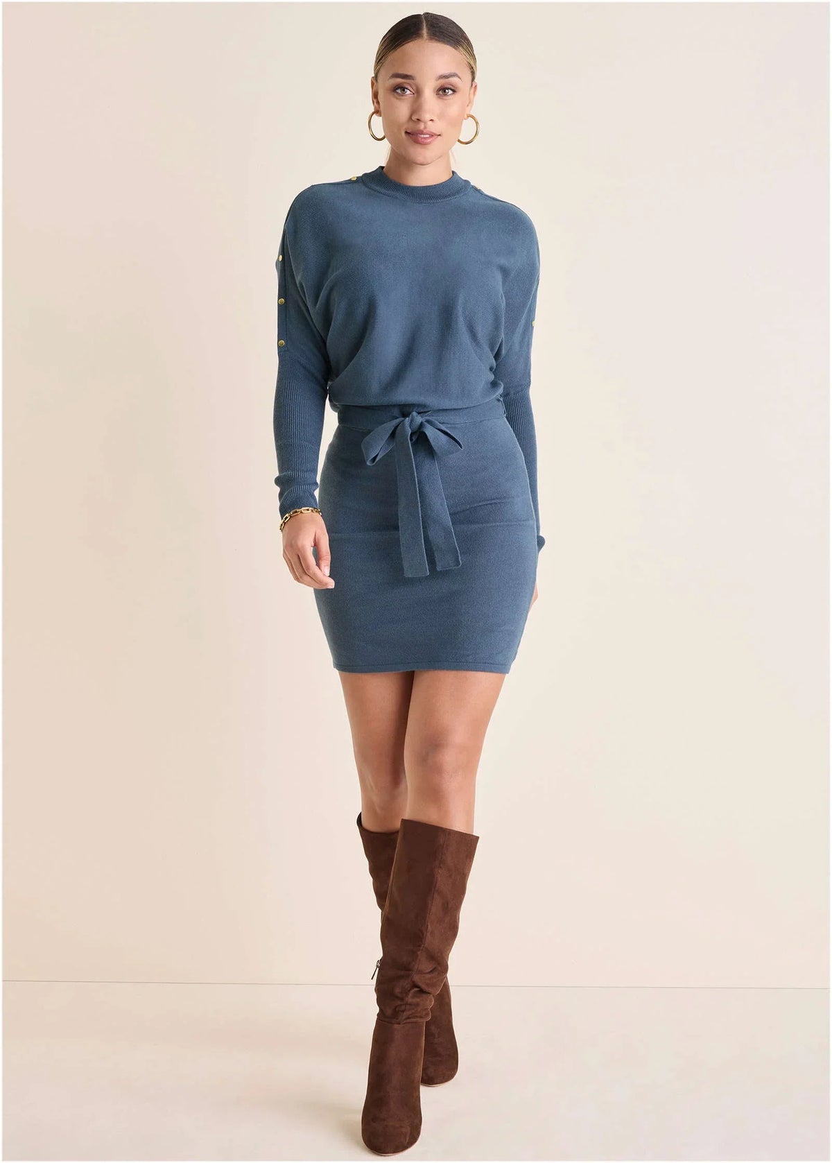 Dolman Sleeve Sweater Dress Vintage Indigo