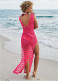 Crochet Maxi Cover Up Dress Fuchsia