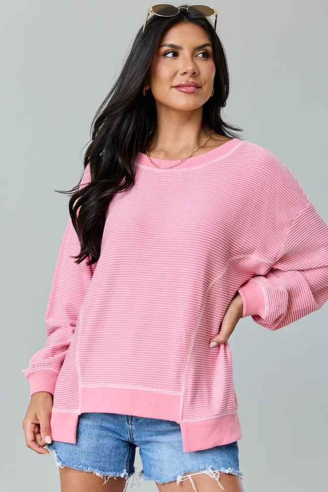 Melanie Pink Striped Pullover SALE