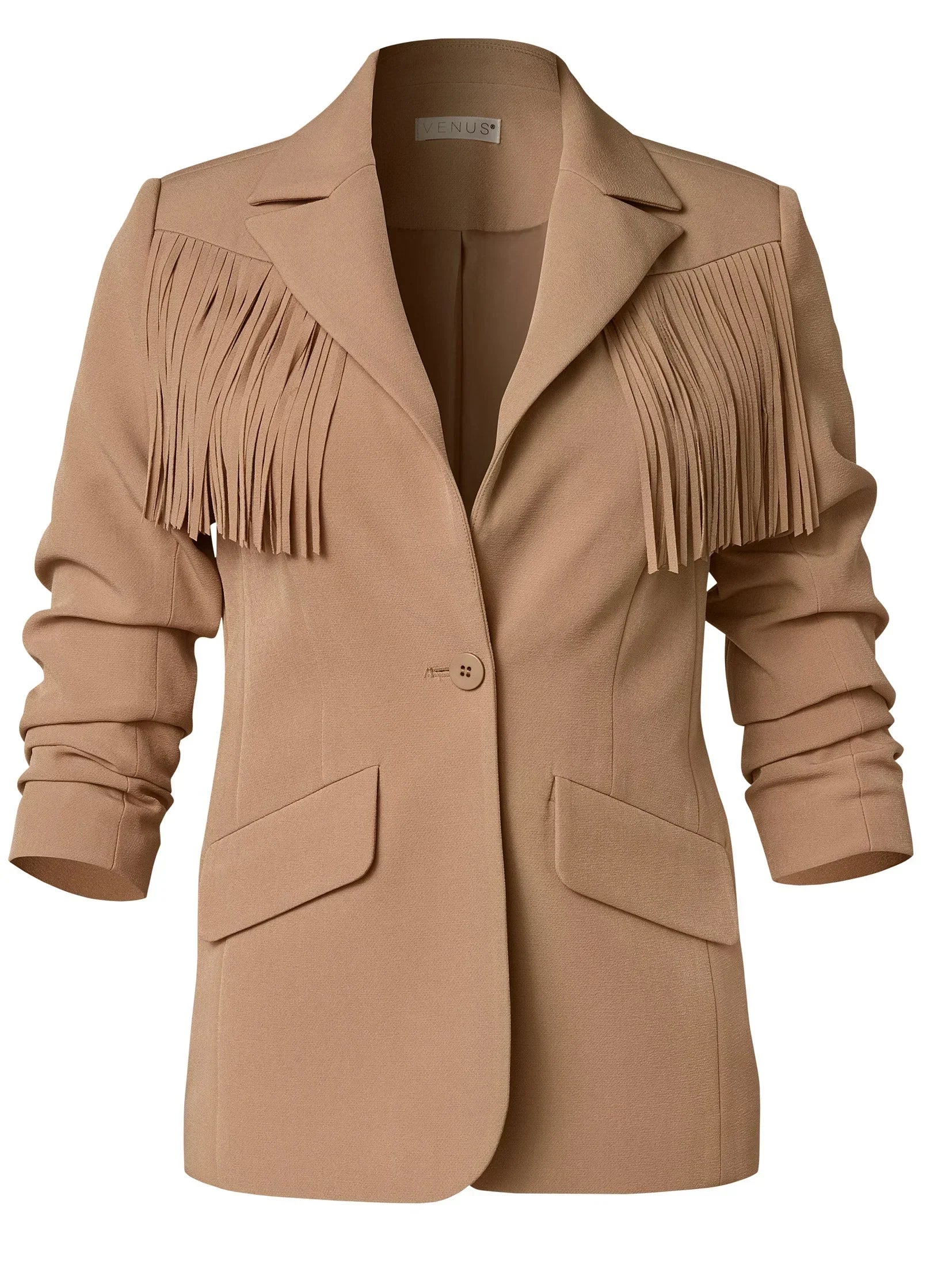 Fringe Suiting Blazer Camel