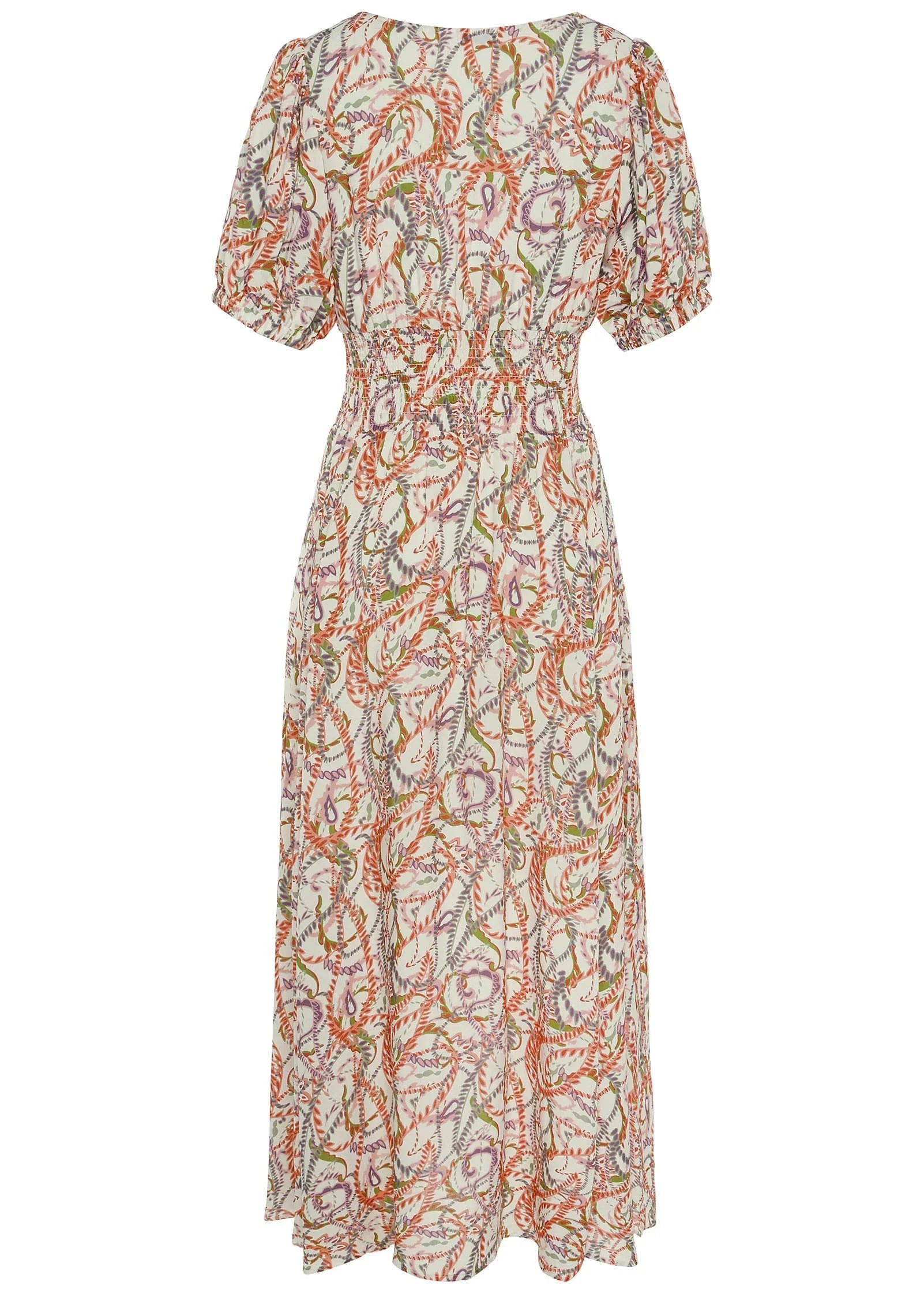 V Neck Maxi Dress White Multi