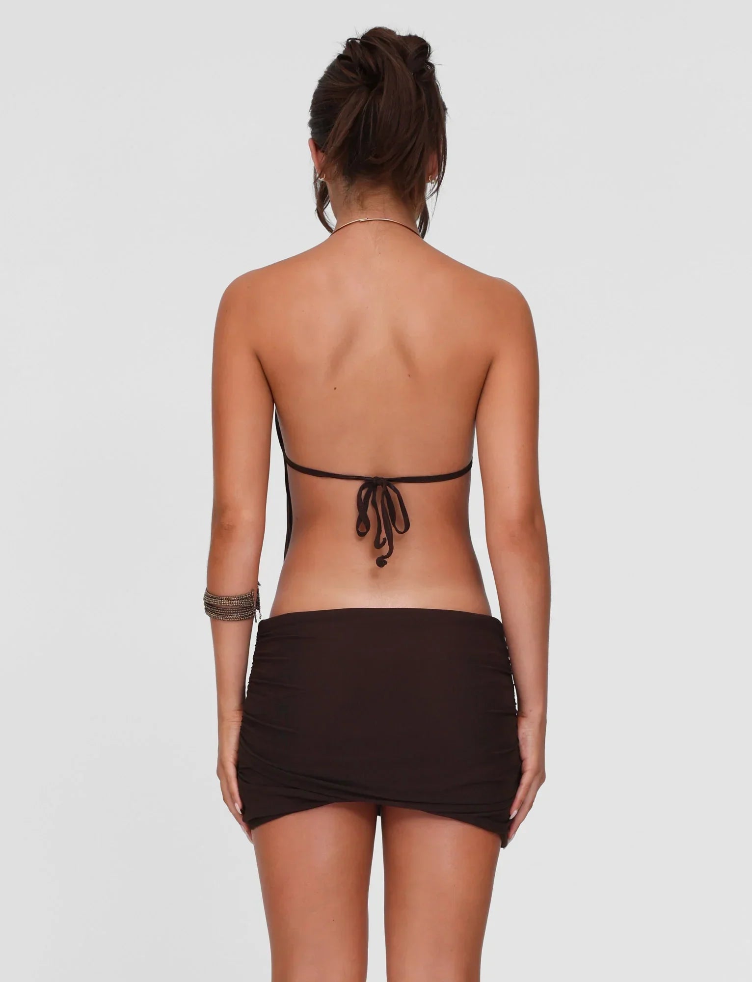 EVANNA MINI DRESS BROWN CHOCOLATE