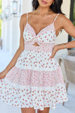 Lakin Red Floral Tiered Dress