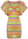 Crochet Mini Cover Up Dress Green Multi