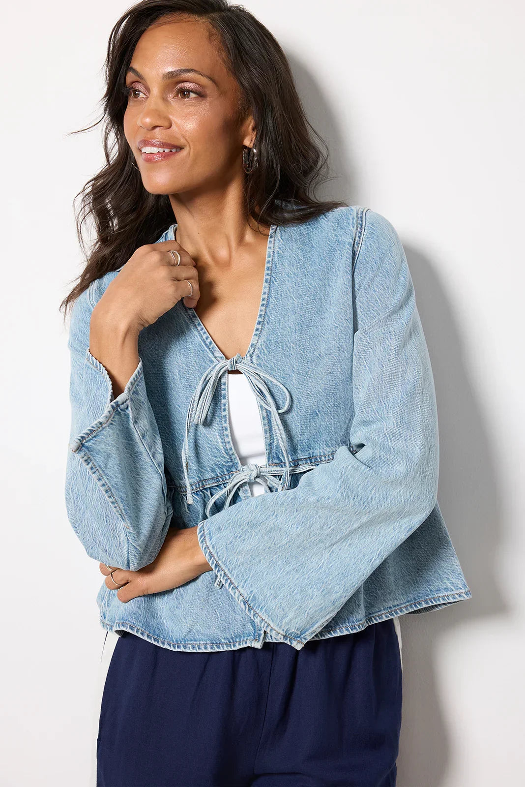 Tie Front Denim Jacket