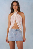 Halterneck Open Front Top in Ivory