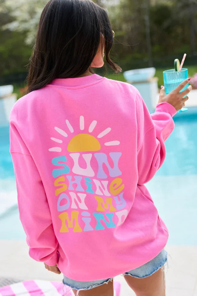 Sunshine On My Mind Multi Pink Graphic Sweatshirt